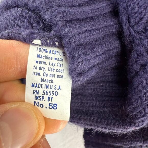 Vintage New Era Sweater Men's Medium Blue Chunky Cable Knit Tennis Cricket USA - Picture 9 of 10